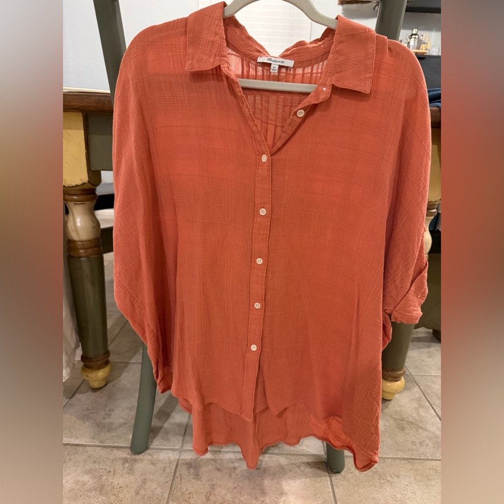 Madewell Women's Button Down Shirt in Rust Orange